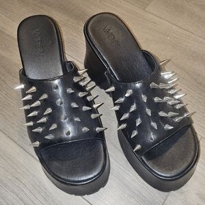 Edgy Black Spiked Platform Sandals